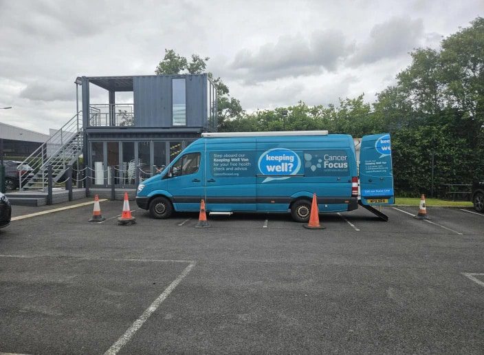 Cancer Focus free healthcheck van at Smiley Monroe